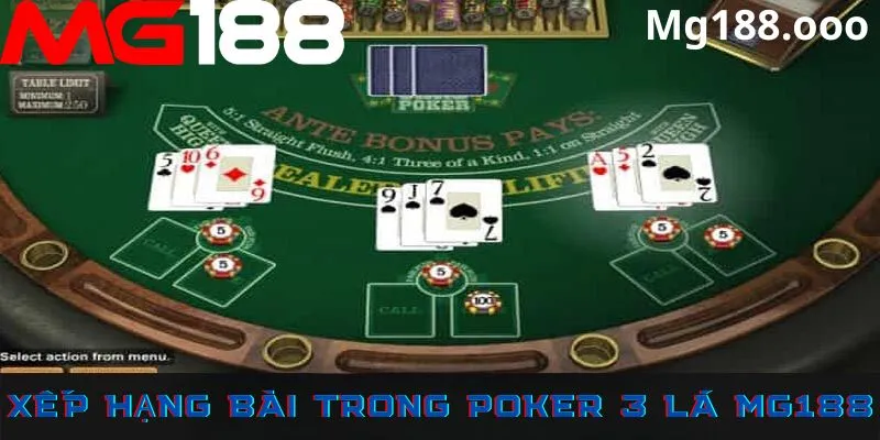 Xếp hạng bài trong poker 3 lá tại Mg188